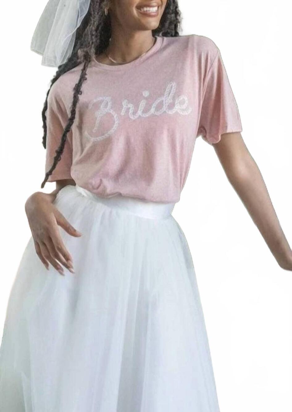 NEW JOSSLYN BY WALL TO WALL western bride graphic tee in pink white